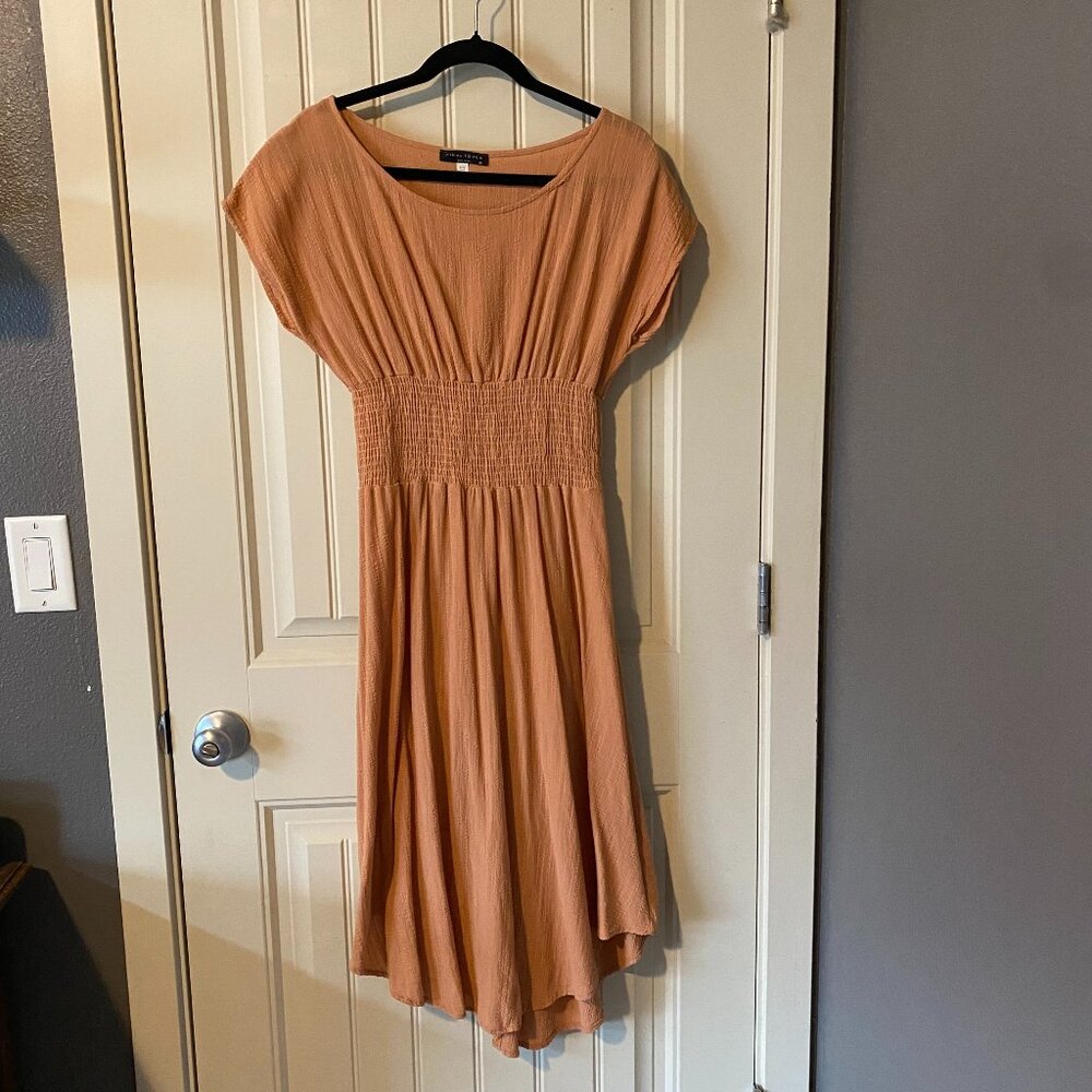 Orange Ruched Waist Casual Dress - Final Touch - Size M